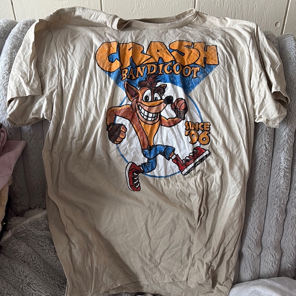 Marshalls Cream and Orange Short Sleeve Tee with Vintage Cartoon Design